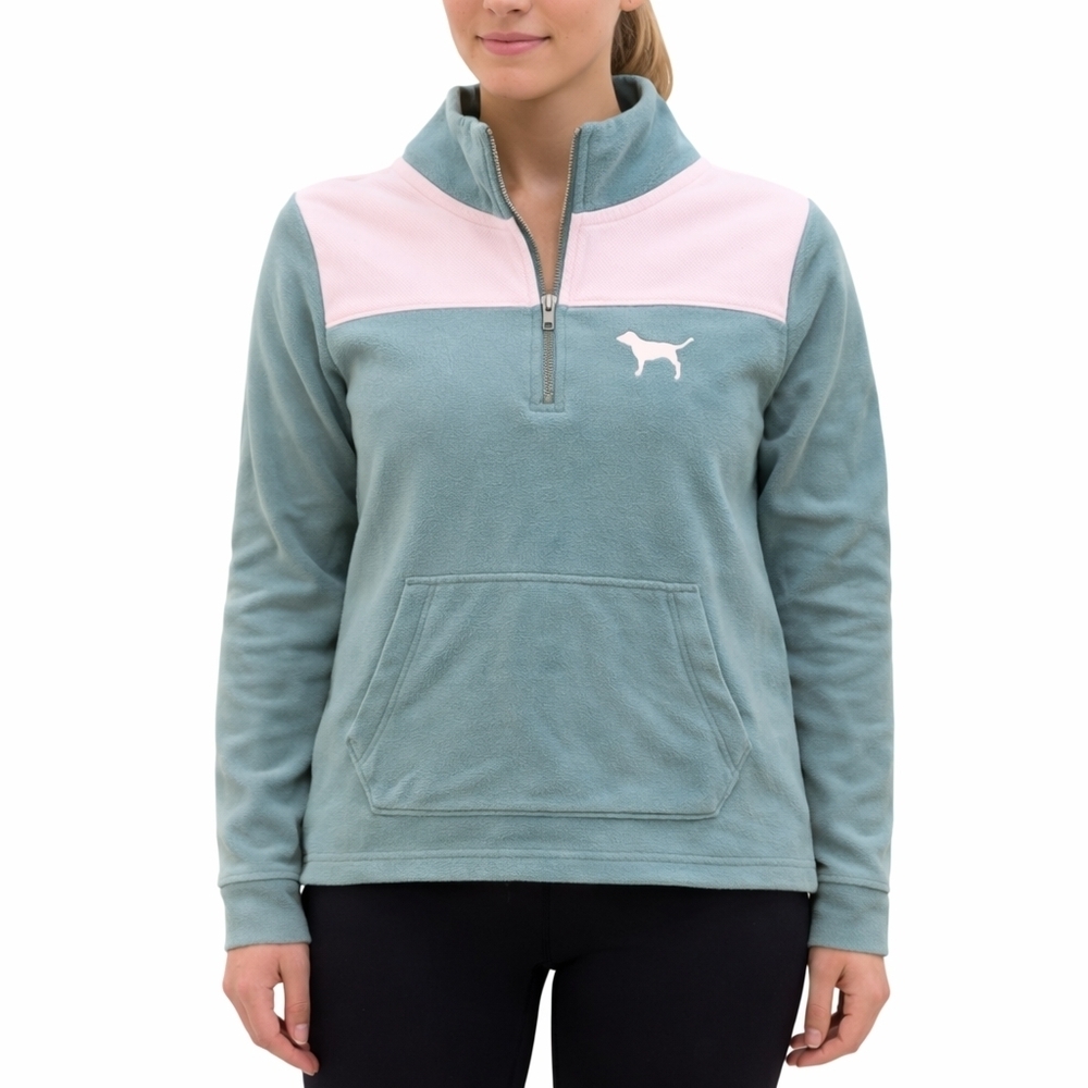 Victoria’s Secret PINK Sage Green Half Zip Pullover Sweatshirt Small